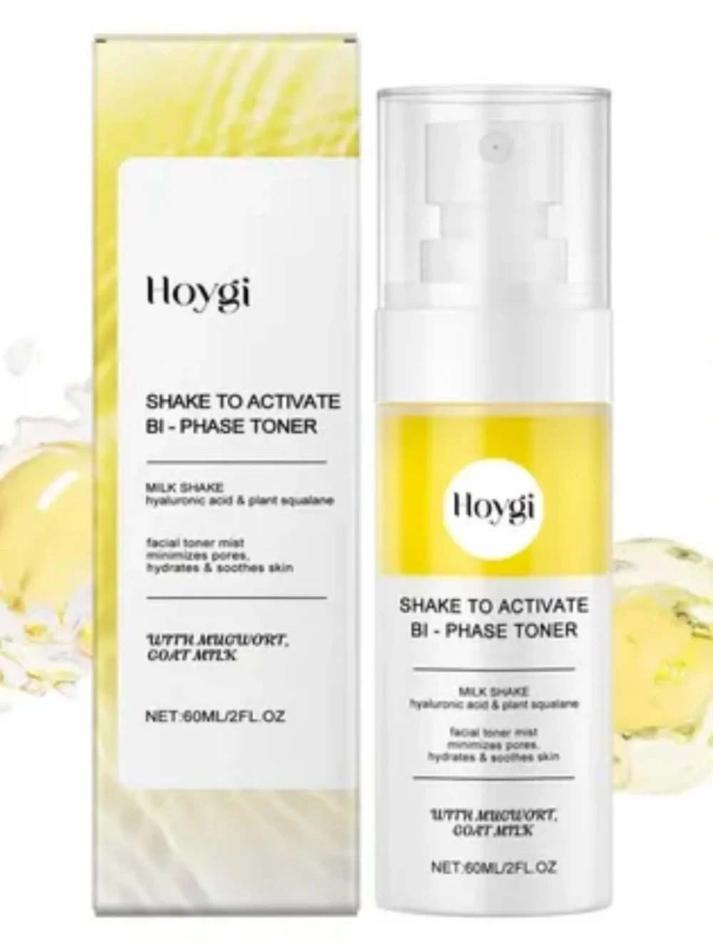 New Hoygi BI-Phase Toner hyaluronic acid and plant squaline 2oz